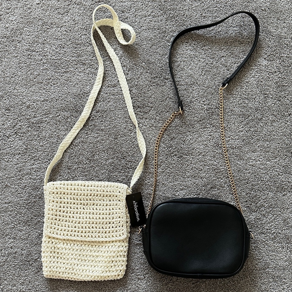 Xhilaration Cream Crossbody and Crossi Black Bag Duo